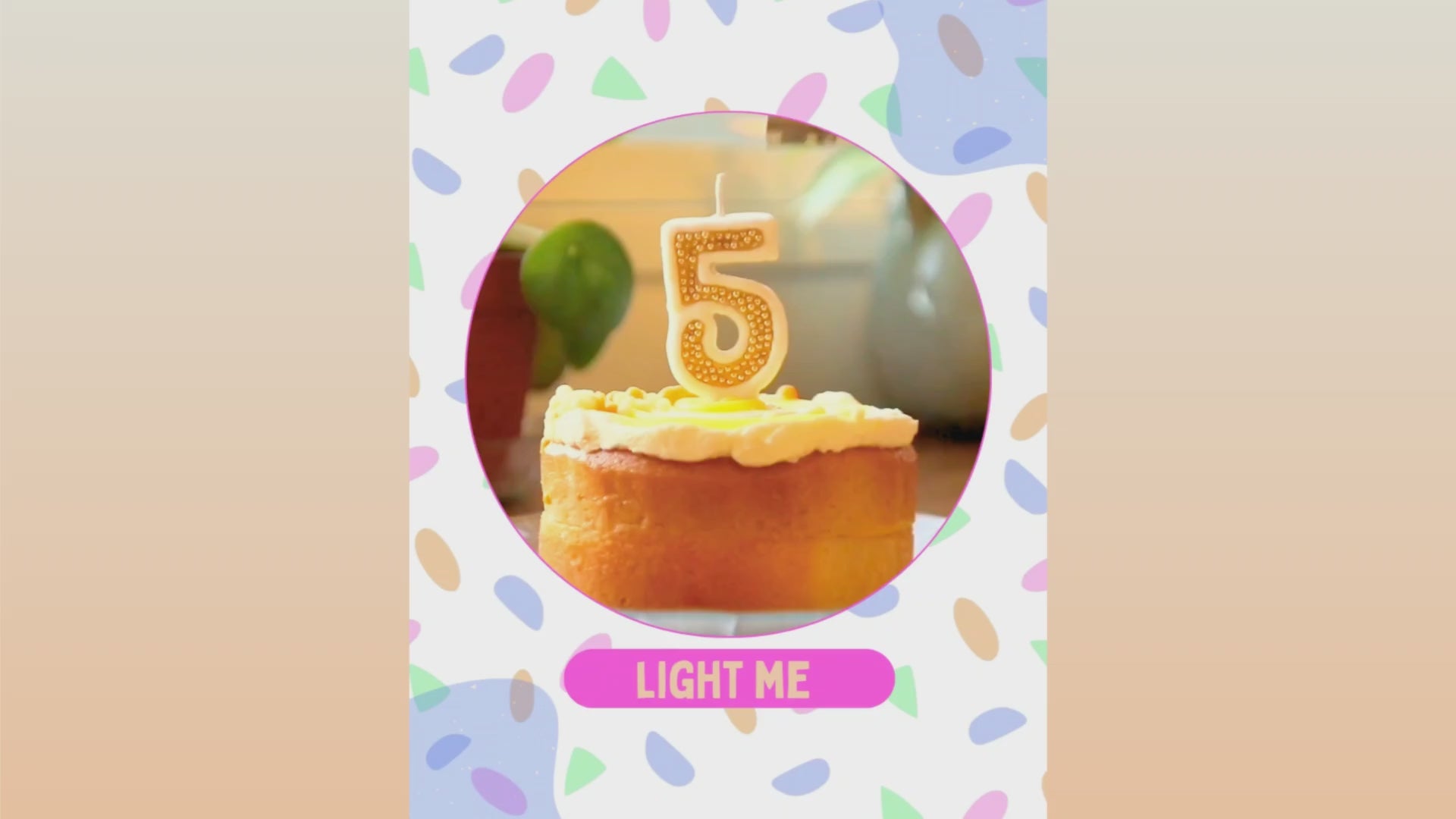 Load video: A gold '5' Cookie Candle being lit, blown out, wick removed then the cookie is eaten.